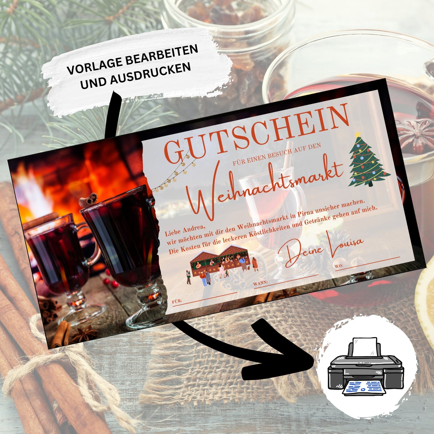 Gutschein - Weihnachtsmarkt Glühwein Punsch Geschenkgutschein