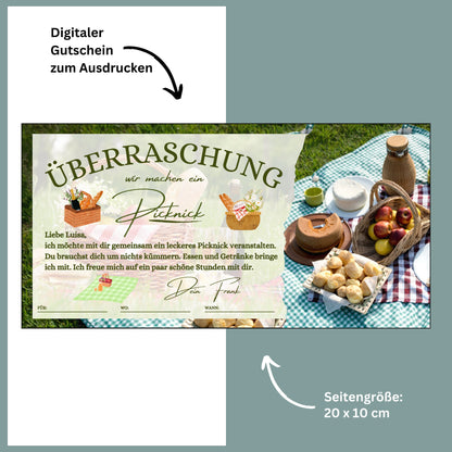 Gutschein - Picknick Geschenkkarte Geburtstag