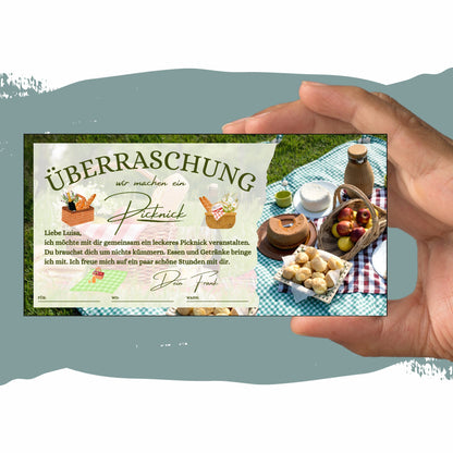 Gutschein - Picknick Geschenkkarte Geburtstag