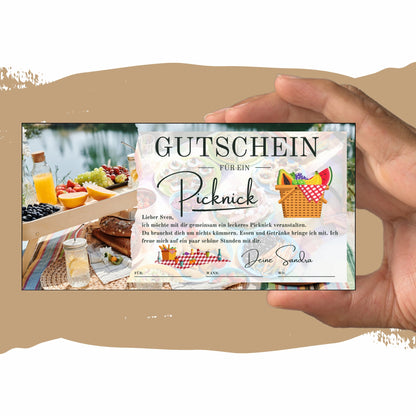 Gutschein - Picknick Geschenkkarte Geburtstag