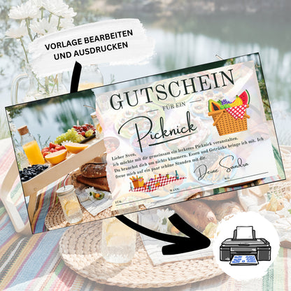 Gutschein - Picknick Geschenkkarte Geburtstag