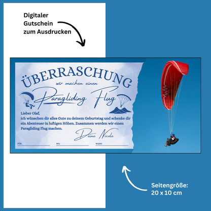 Gutschein - Paragliding Flug Fallschirmsprung Erlebnisgutschein