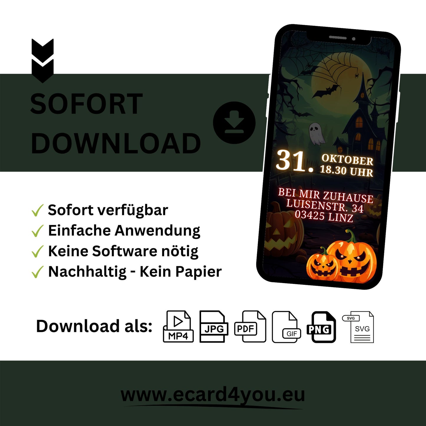 eCARD - Animierte Halloween Einladungskarte