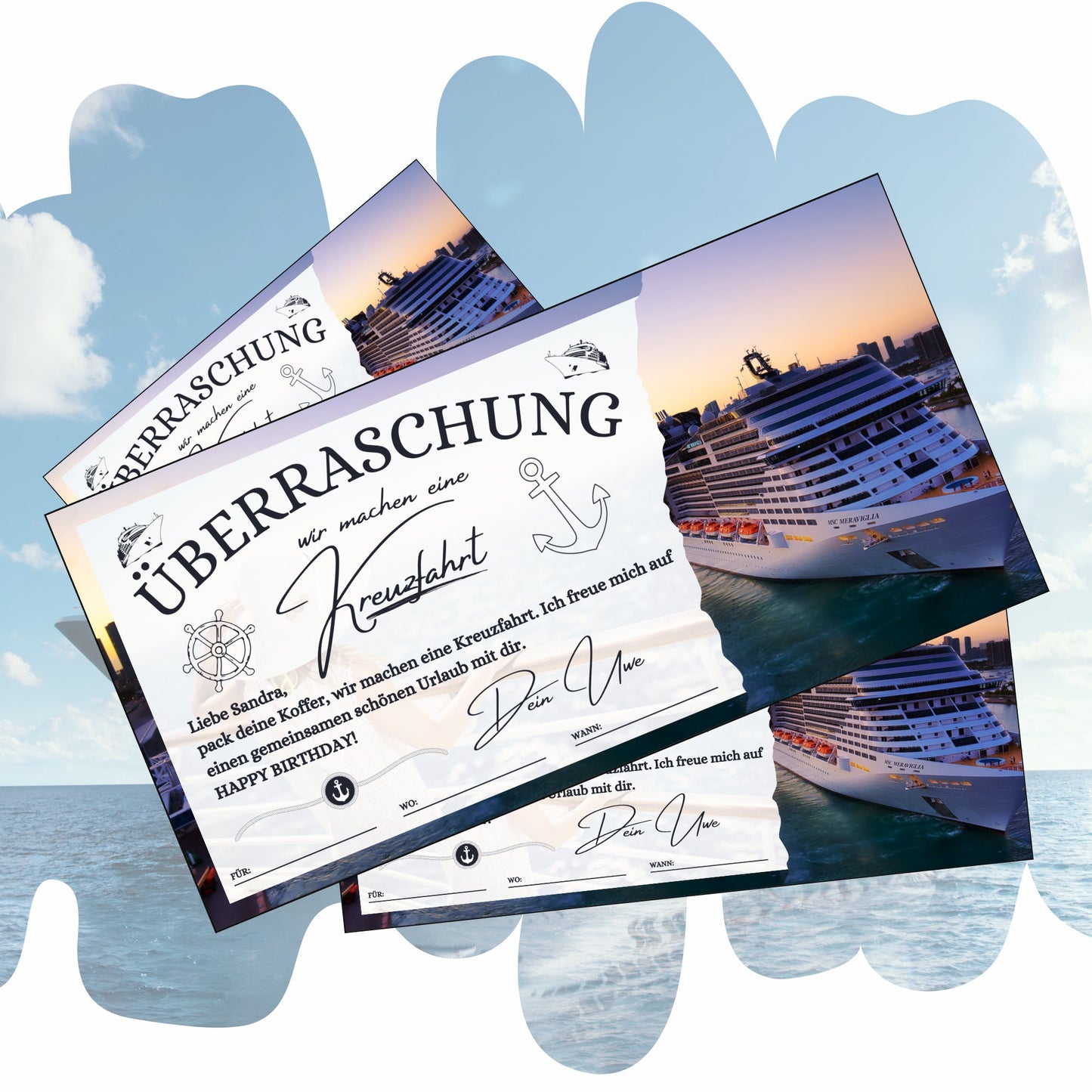 Gutschein - Kreuzfahrt Schiffsreise Kurzurlaub Geschenkgutschein