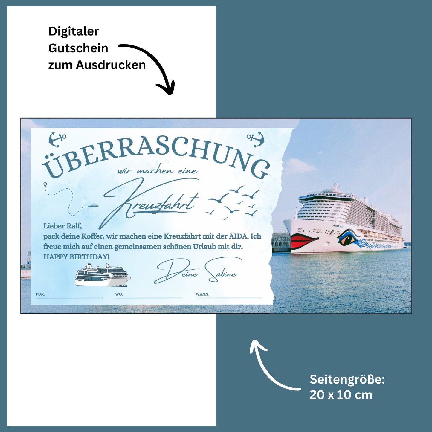 Gutschein - Kreuzfahrt Schiffsreise Kurzurlaub Geschenkgutschein