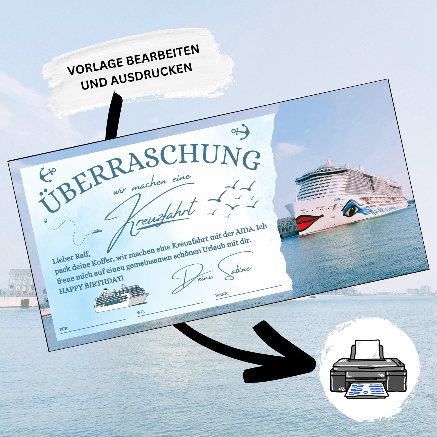 Gutschein - Kreuzfahrt Schiffsreise Kurzurlaub Geschenkgutschein