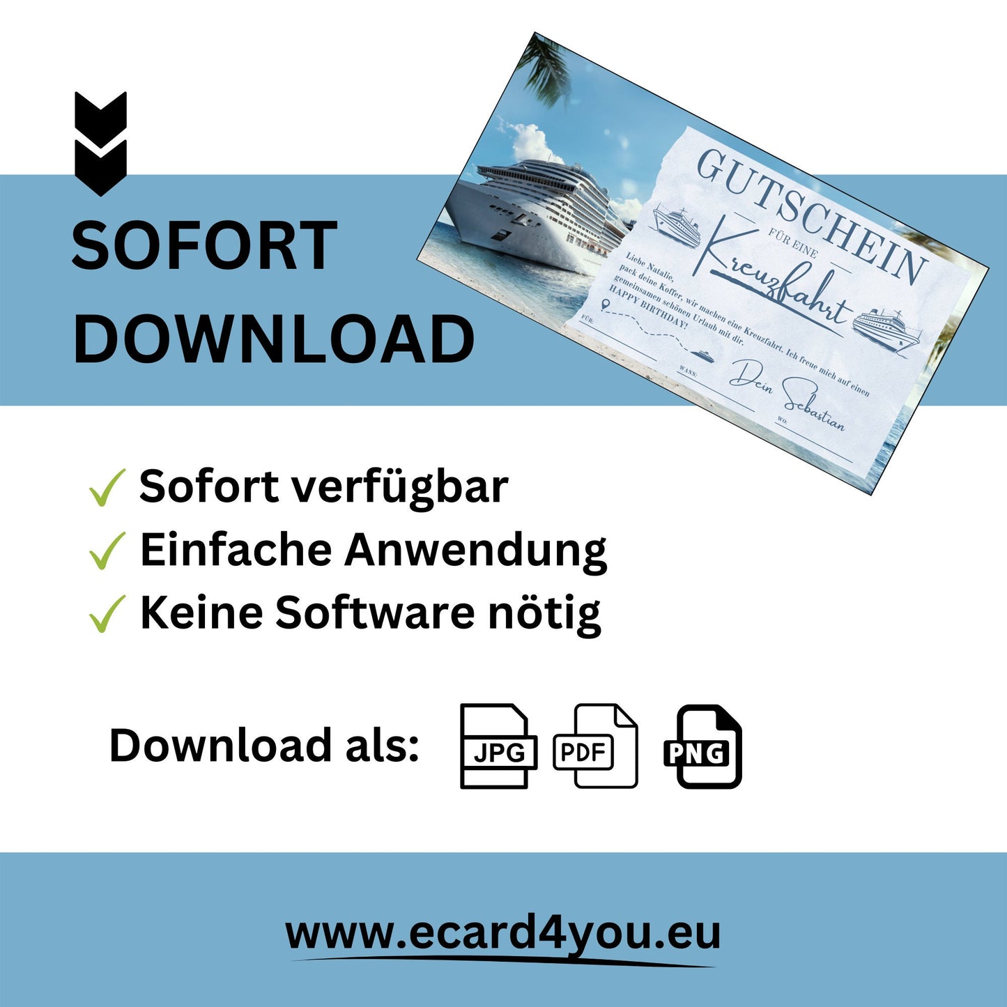 Gutschein - Kreuzfahrt Schiffsreise Kurzurlaub Geschenkgutschein