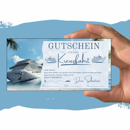 Gutschein - Kreuzfahrt Schiffsreise Kurzurlaub Geschenkgutschein