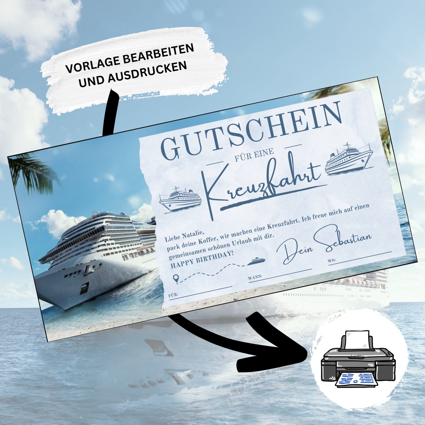 Gutschein - Kreuzfahrt Schiffsreise Kurzurlaub Geschenkgutschein