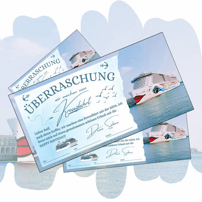 Gutschein - Kreuzfahrt Schiffsreise Kurzurlaub Geschenkgutschein