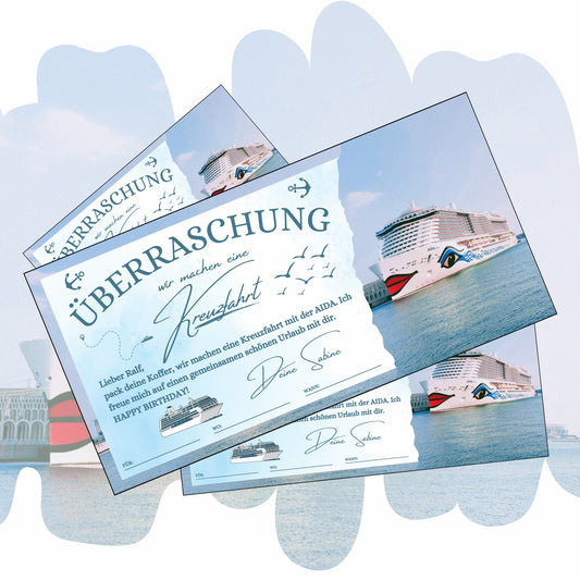 Gutschein - Kreuzfahrt Schiffsreise Kurzurlaub Geschenkgutschein