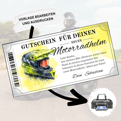 MX Helm Gutschein Neon als Geburtstagsgeschenk fuer Motocross-Fans digital