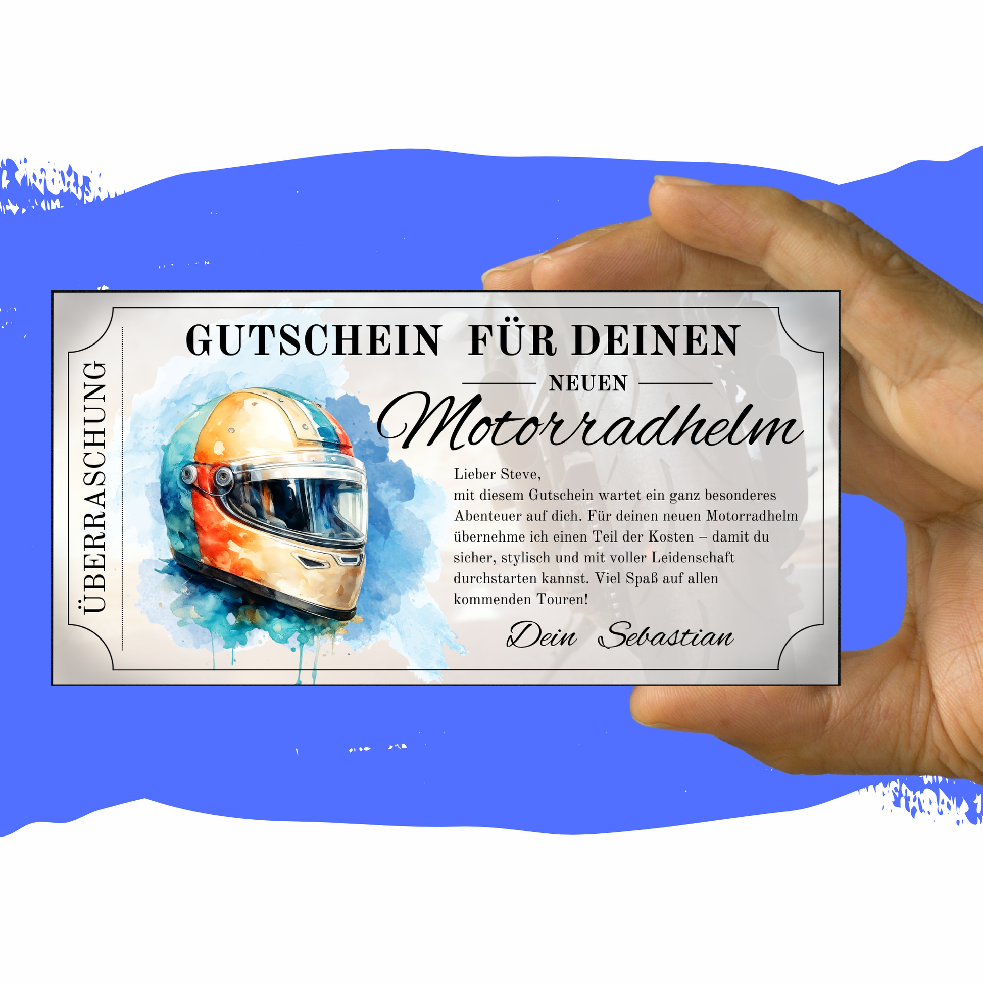 Motorradhelm Gutschein als kreative Geschenkidee fuer Biker und Motorrad-Fans