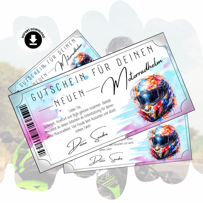 Motorradhelm Gutschein Damen digital Diamant-Muster Helm personalisierbar sofort Download