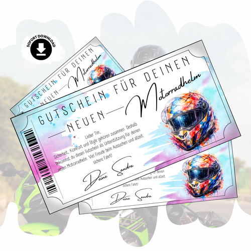 Motorradhelm Gutschein Damen digital Diamant-Muster Helm personalisierbar sofort Download
