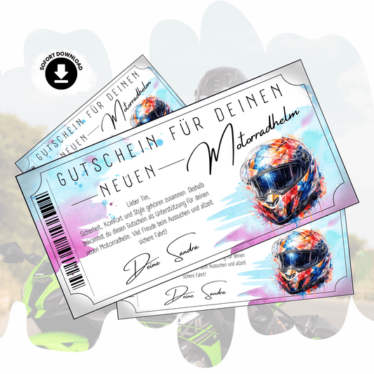 Motorradhelm Gutschein Damen digital Diamant-Muster Helm personalisierbar sofort Download