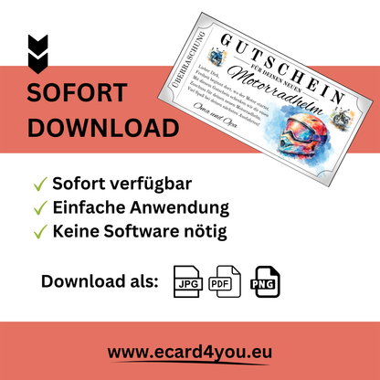 Motorradhelm Gutschein Familiengeschenk von Oma und Opa digital sofort Download