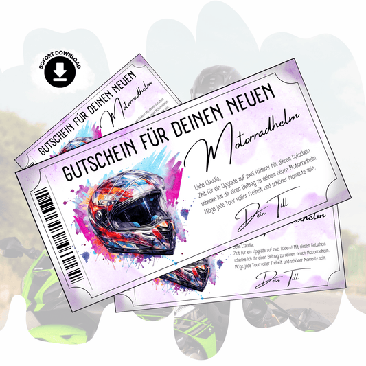 Motorradhelm Gutschein Graffiti-Design digital bunter Pop-Art-Helm personalisierbar