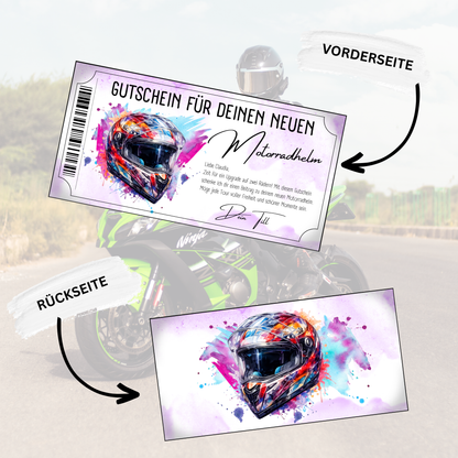 Motorradhelm Gutschein Pop-Art-Helm bunt Graffiti digital personalisieren sofort Download