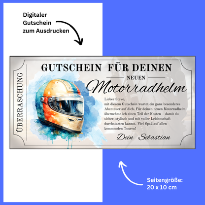 Motorradhelm Gutschein digital zu Weihnachten verschenken sofort Download