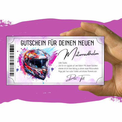 Motorradhelm Gutschein Graffiti-Design digital zu Weihnachten sofort Download