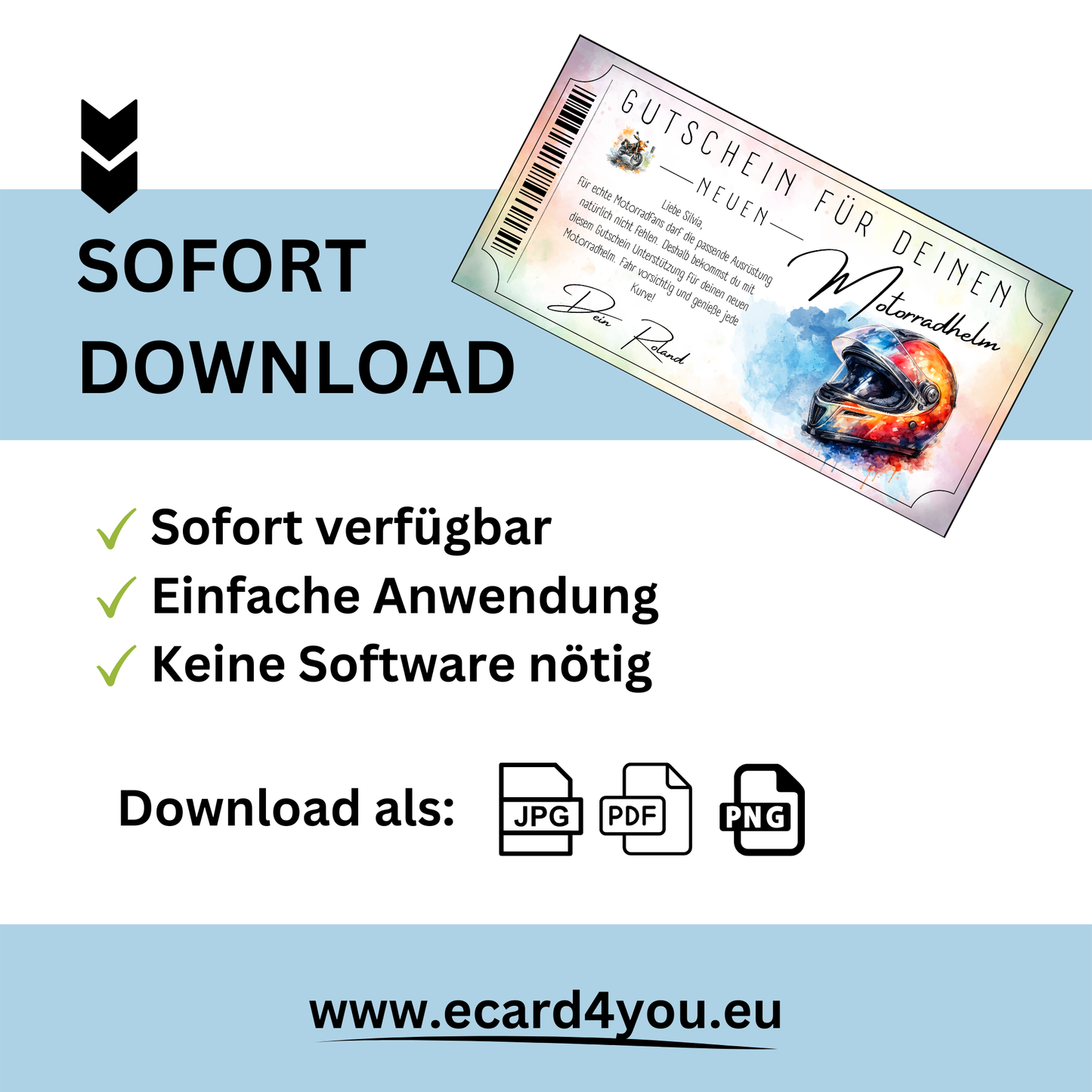 Motorradhelm Gutschein rot-orange digital zu Weihnachten verschenken sofort Download
