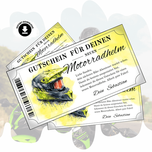 MX Helm Gutschein Neon-Gelb digital Lime-Grün Aquarell personalisierbar sofort Download