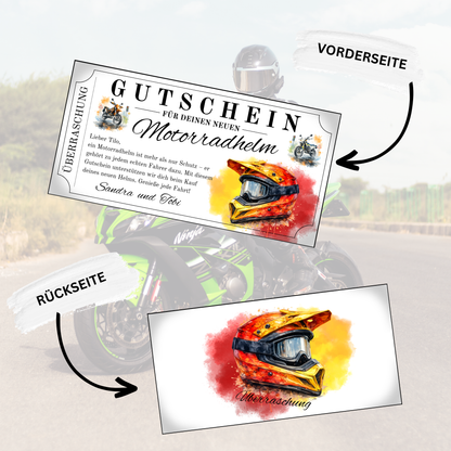 Motocross Helm Gutschein roter Aquarell-Splash orange MX-Helm digital personalisieren