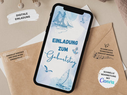 eCARD - Maritime Einladungskarte Geburtstag