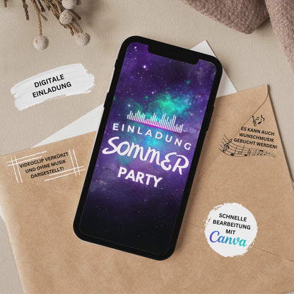 eCARD - Sommer Neon Geburtstagsparty Einladung