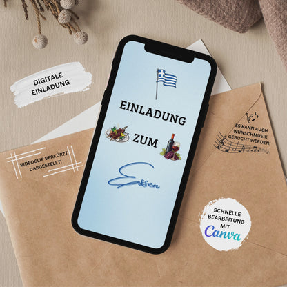 eCARD - Einladung Geburtstag Abendessen Grieche