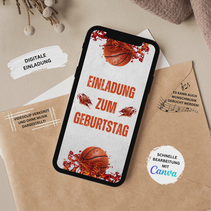 eCARD - Animierte Basketball Geburtstagseinladung mit Bild