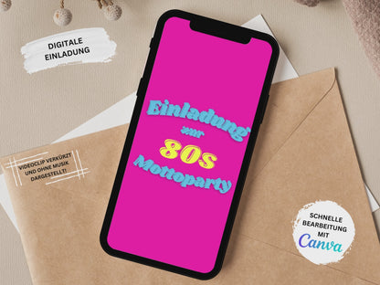 eCARD - 80er 90er Jahre Party Einladungskarte