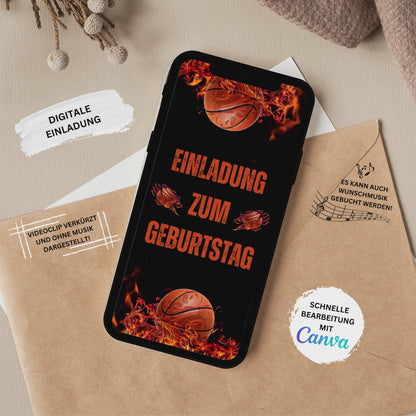 eCARD - Animierte Basketball Geburtstagseinladung mit Foto
