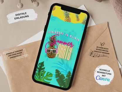 eCARD - Animierte Sommerparty Einladungskarte