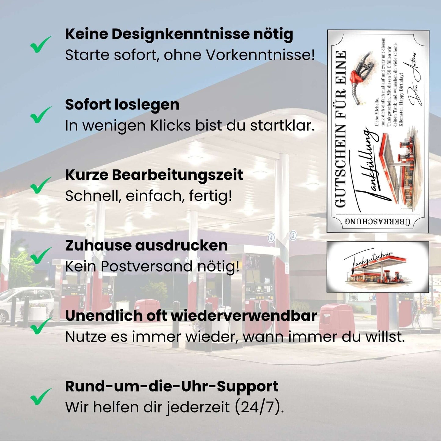 Digitaler Tankgutschein rot – Gutschein für eine Tankfüllung mit Vorteilen und einfacher Handhabung.