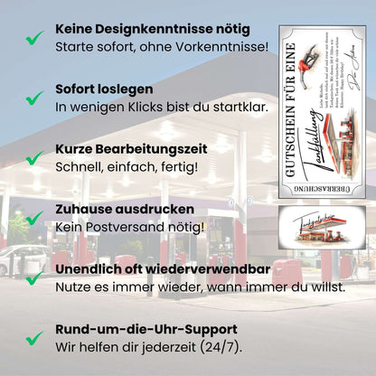 Digitaler Tankgutschein rot – Gutschein für eine Tankfüllung mit Vorteilen und einfacher Handhabung.
