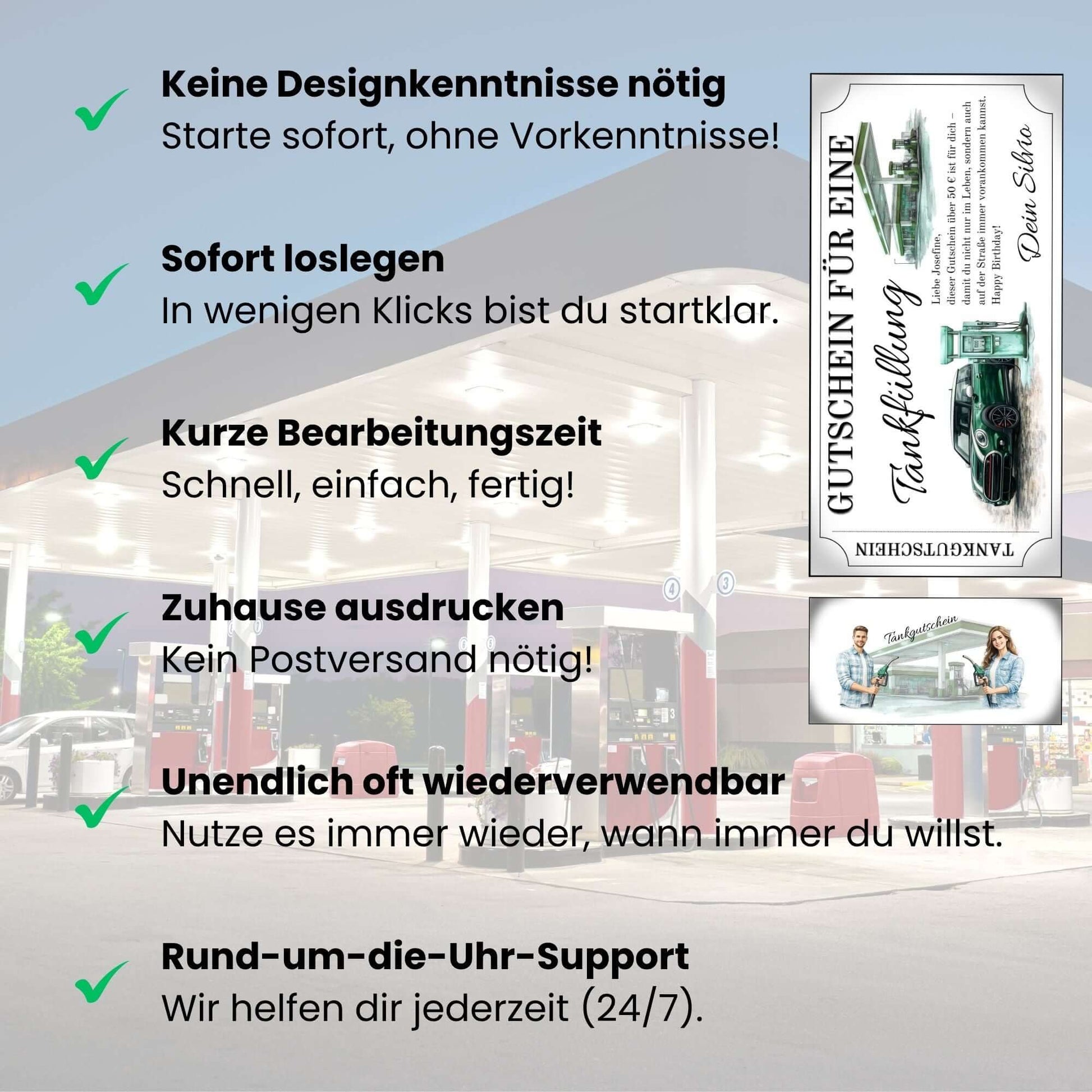 Tankgutschein MINI Cooper – Vorteile: Keine Designkenntnisse nötig, Sofort loslegen und mehr.