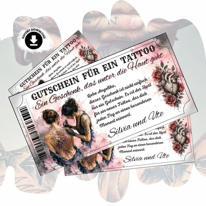 Digitaler Tattoo Gutschein für Freundschaft mit Mandala-Ruecken-Motiv