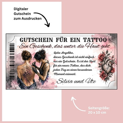 Tattoo Gutschein Freundschaft als sofort Download – druckfertig und personalisierbar