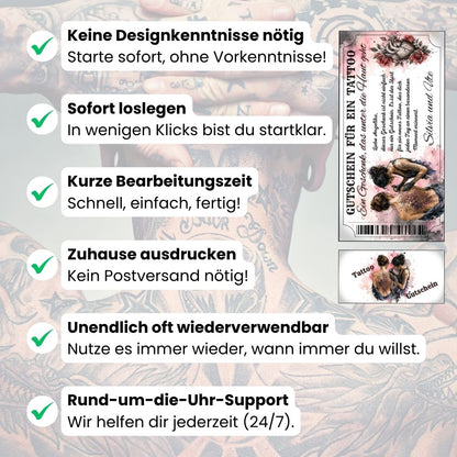 Tattoo Gutschein Freundschaft selbst personalisieren mit eigenem Namen und Botschaft