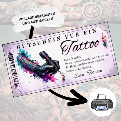 Digitaler Tattoo Gutschein zum Geburtstag für Frauen mit elegantem Kirschblüten-Motiv