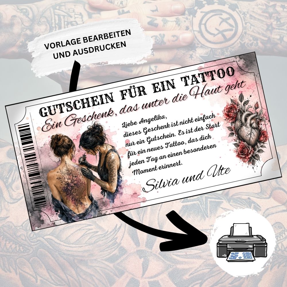Digitaler Tattoo Gutschein zum Geburtstag fuer beste Freundinnen