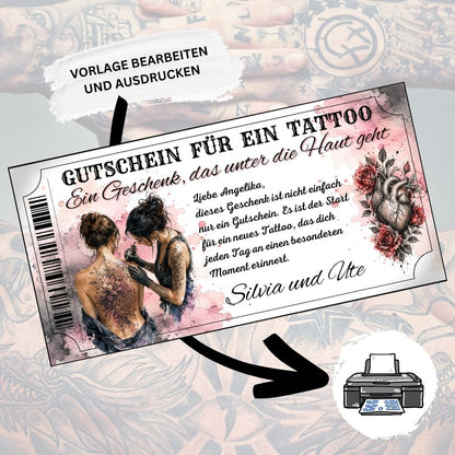 Digitaler Tattoo Gutschein zum Geburtstag fuer beste Freundinnen