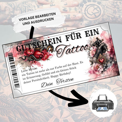 Digitaler Tattoo Gutschein zum Geburtstag mit kraftvollem Schlangen-Motiv