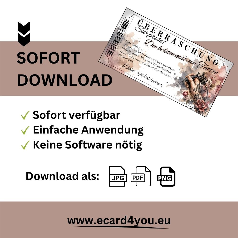 Tattoo Gutschein mit Ornament-Tattoo am Unterarm als Geschenkidee
