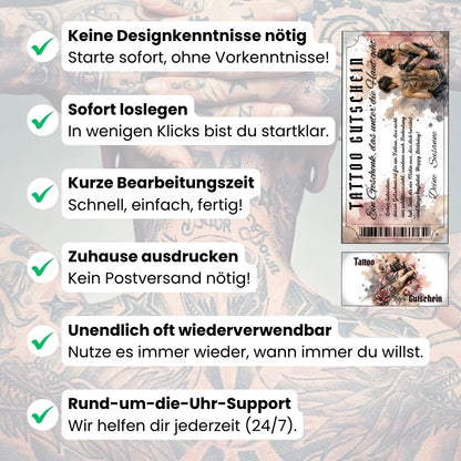 Tattoo Gutschein Rückentattoo selbst personalisieren mit eigenem Namen und Botschaft