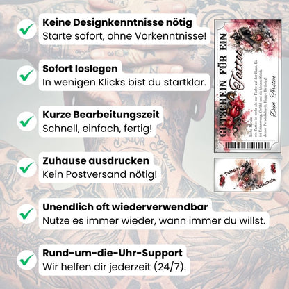 Tattoo Gutschein Schlange selbst personalisieren mit eigenem Namen und Botschaft