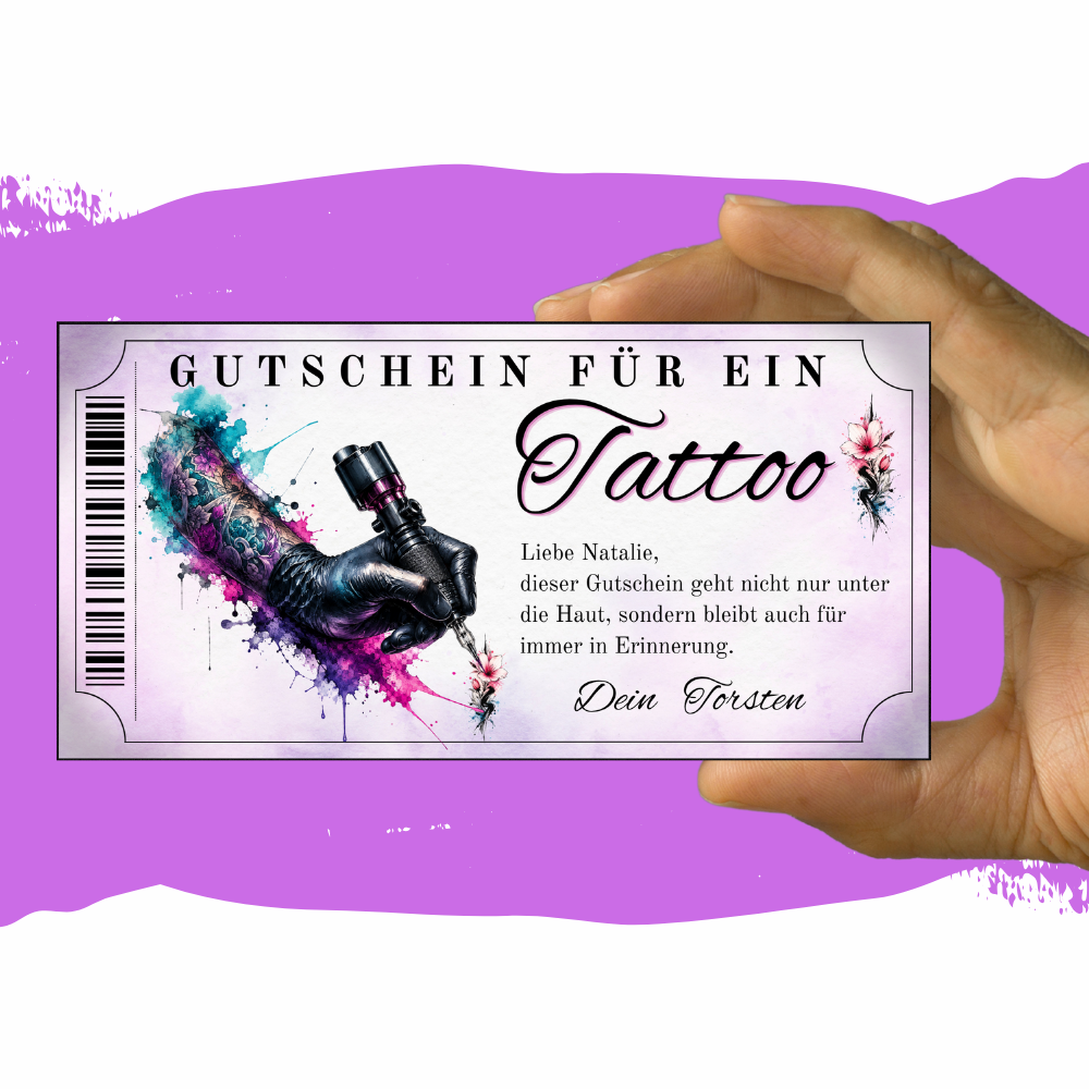 Tattoo Gutschein Vorlage für Frauen zu Weihnachten – digital und selbst gestalten